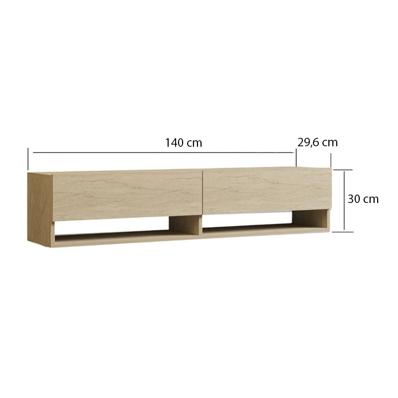 Arges Megapap melamine wall TV furniture in travertine color 140x29.6x30cm.