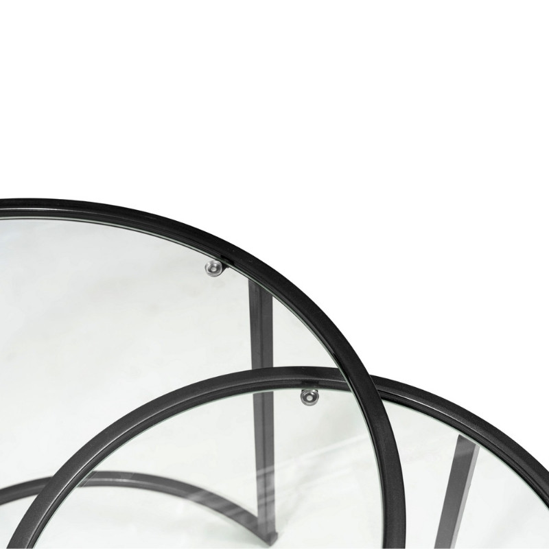 Vetro Megapap metal - tempered glass coffee table in black color Ø60x43cm.