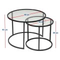 Vetro Megapap metal - tempered glass coffee table in black color Ø60x43cm.