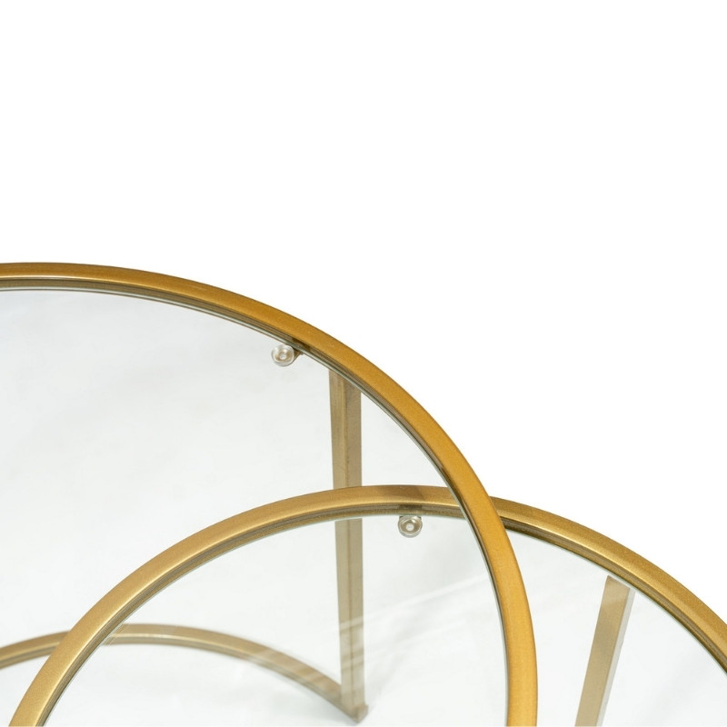 Vetro Megapap metal - tempered glass coffee table in gold color Ø60x43cm.