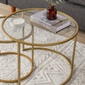 Vetro Megapap metal - tempered glass coffee table in gold color Ø60x43cm.