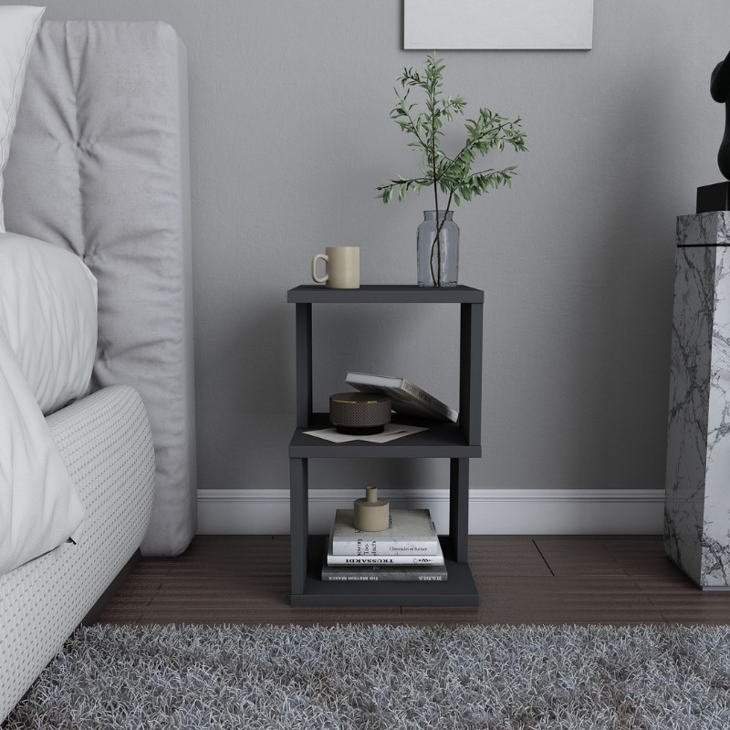 Carter Megapap melamine nightstand in anthracite color 29.6x29.6x49.4cm.