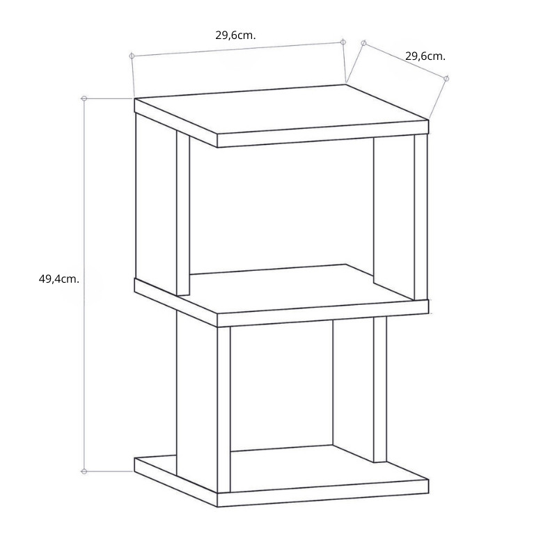 Carter Megapap melamine nightstand in anthracite color 29.6x29.6x49.4cm.