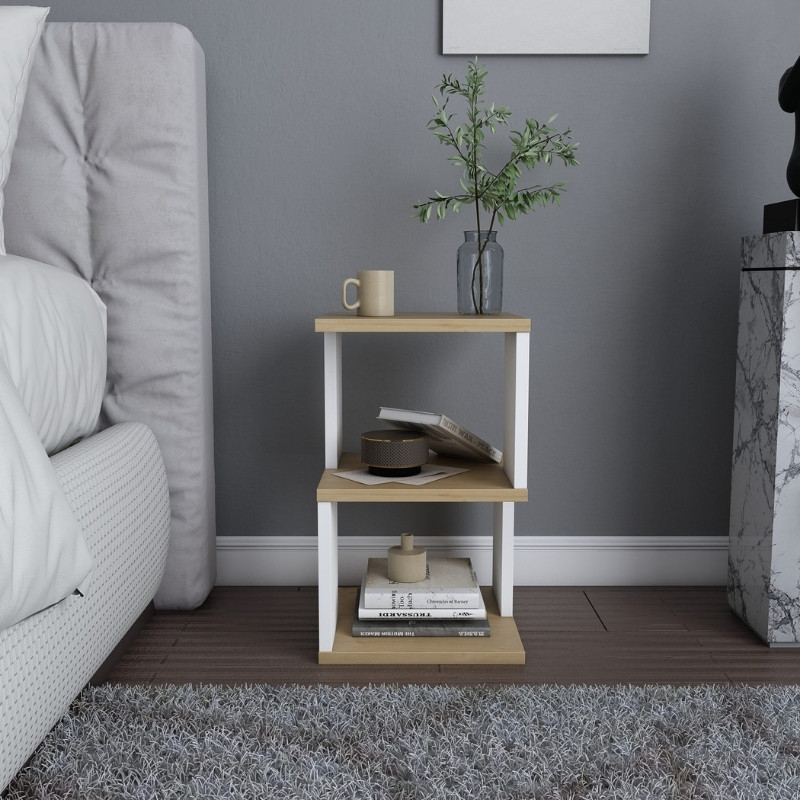 Carter Megapap melamine nightstand in oak - white color 29.6x29.6x49.4cm.
