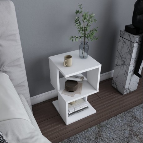 Carter Megapap melamine nightstand in white color 29.6x29.6x49.4cm.