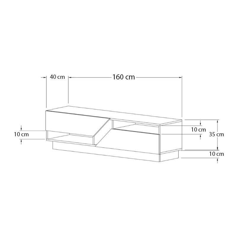 Koza Megapap melamine tv stand in travertine color 160x40x45cm.