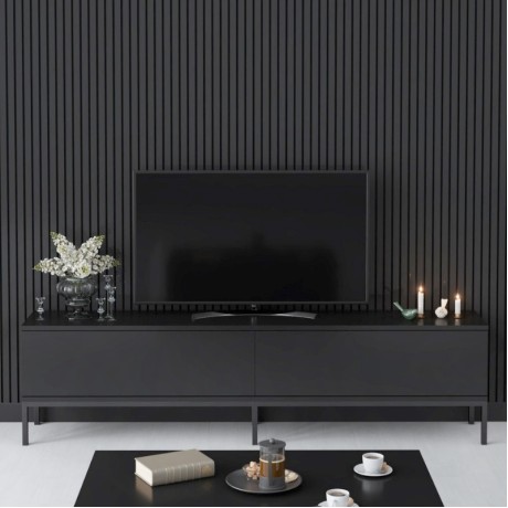 Lord Megapap melamine tv stand in black color 180x30x47cm.