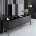 Lord Megapap melamine tv stand in black - gold color 180x30x47cm.