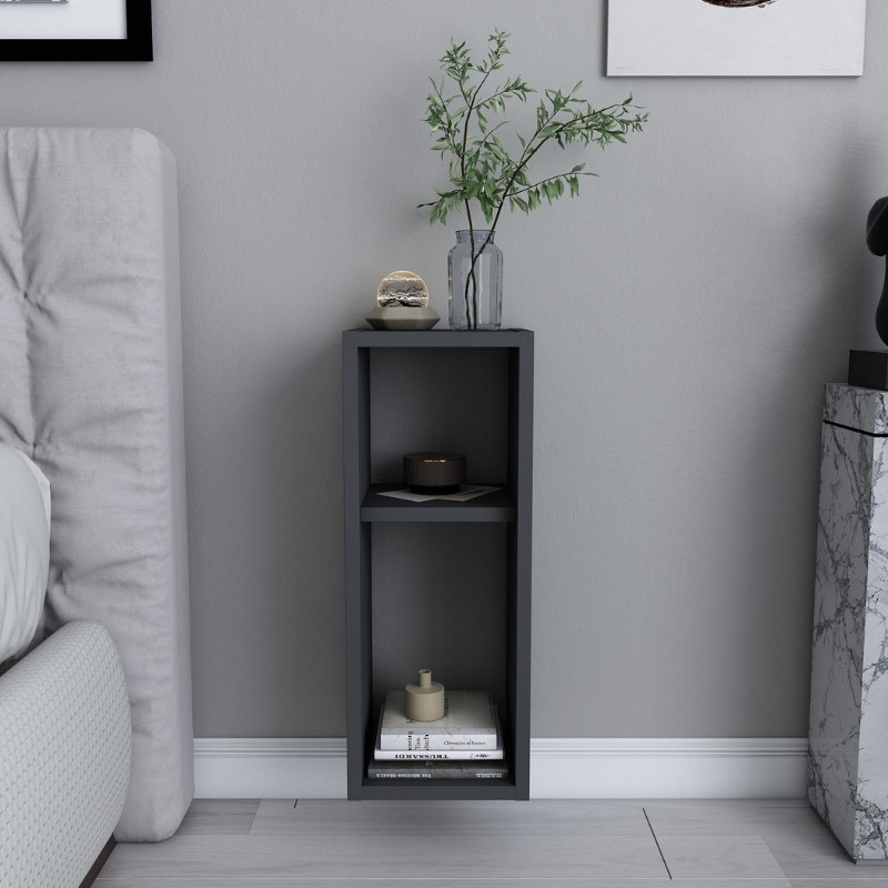 Sault Megapap melamine wall nightstand in anthracite color 23,2x22x59.6cm.