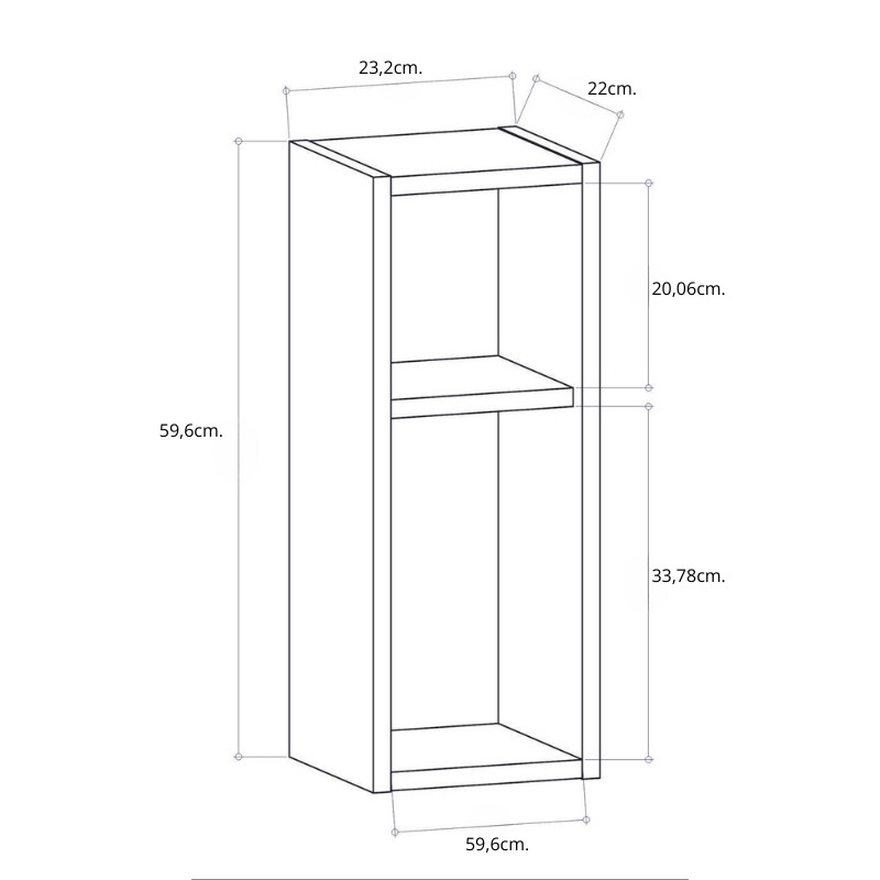 Sault Megapap melamine wall nightstand in anthracite color 23,2x22x59.6cm.