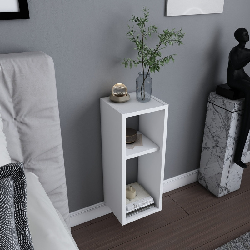 Sault Megapap melamine wall nightstand in white color 23,2x22x59.6cm.