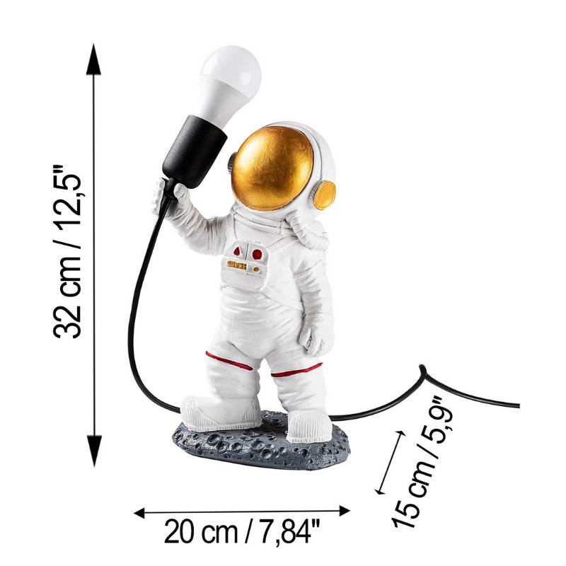 Astronaut Megapap polyester table lamp in white color 20x15x32cm.