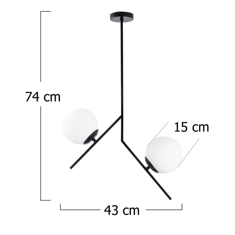 Tima Megapap E27 metallic ceiling lamp in black color 43x15x74cm.