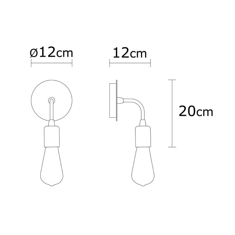Arken Megapap E27 wall lamp in gold vintage color 12x12x20cm.