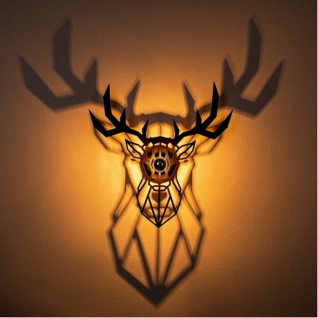Απλίκα τοίχου Deer Megapap E27 MDF χρώμα μαύρο 55x12x55εκ.