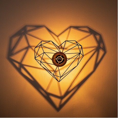 Απλίκα τοίχου Heart Megapap E27 MDF χρώμα μαύρο 47x12x40εκ.