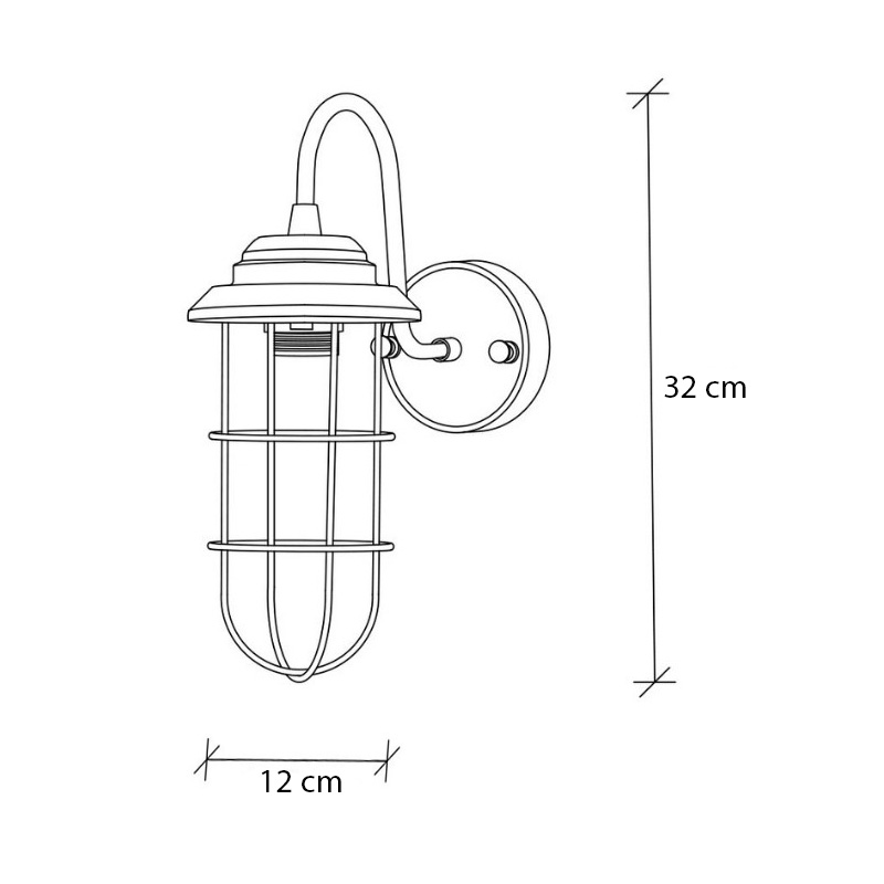 Vole Megapap E27 wall lamp in gold color 10x12x32cm.