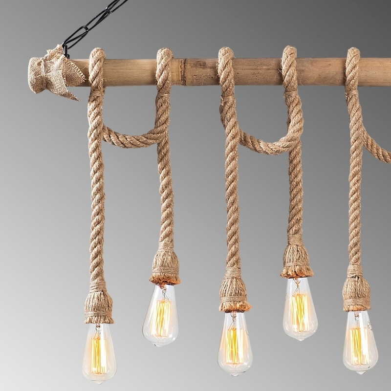 Giza Megapap E27 wooden six lights ceiling lamp in natural color 80x8x90cm.