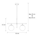 Nilufer Megapap E27 metallic two-light ceiling light in gold color 52x15x76cm.
