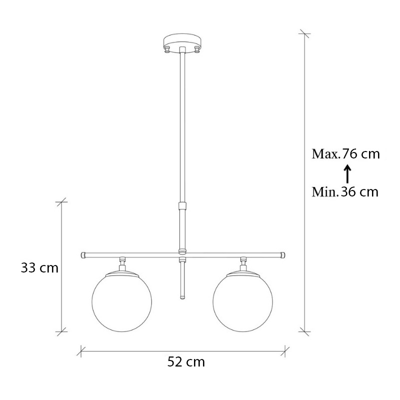 Nilufer Megapap E27 metallic two-light ceiling light in gold color 52x15x76cm.