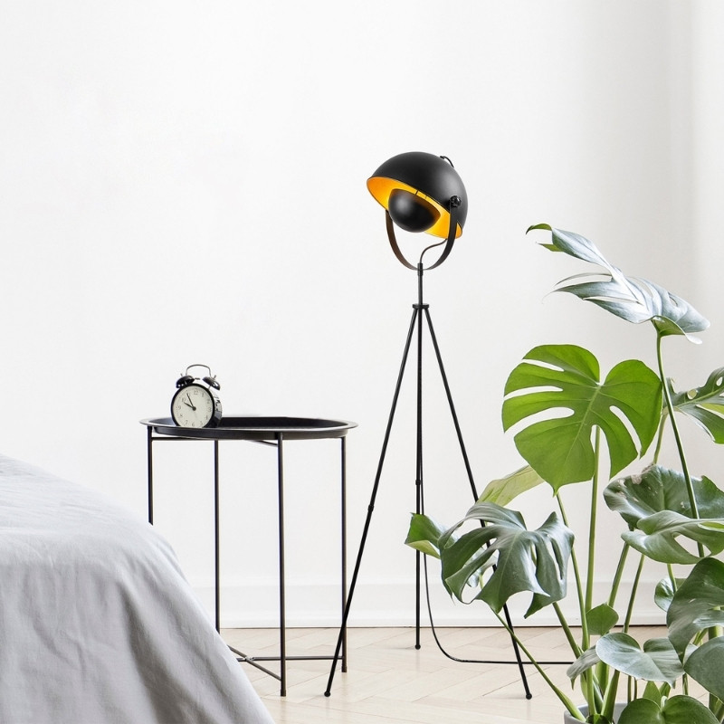 Grando Megapap metal floor lamp in black - gold vintage color Ø62x160cm.