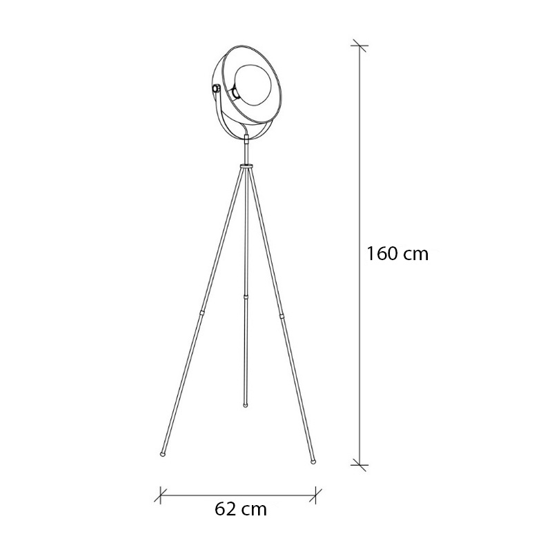 Grando Megapap metal floor lamp in black - gold vintage color Ø62x160cm.