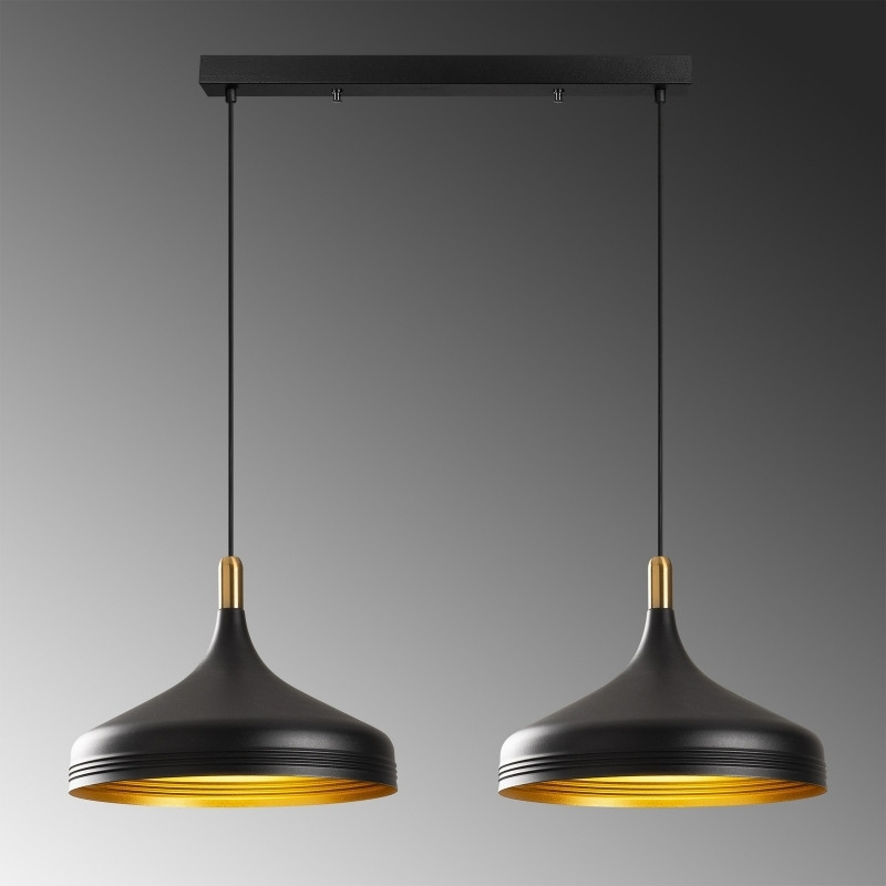 Franko Megapap E27 metallic two-light ceiling light in black - gold color 68x36x132cm.