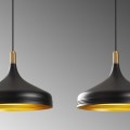 Franko Megapap E27 metallic two-light ceiling light in black - gold color 68x36x132cm.