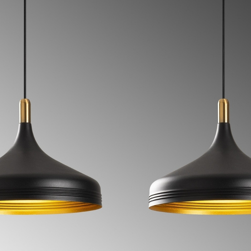Franko Megapap E27 metallic two-light ceiling light in black - gold color 68x36x132cm.