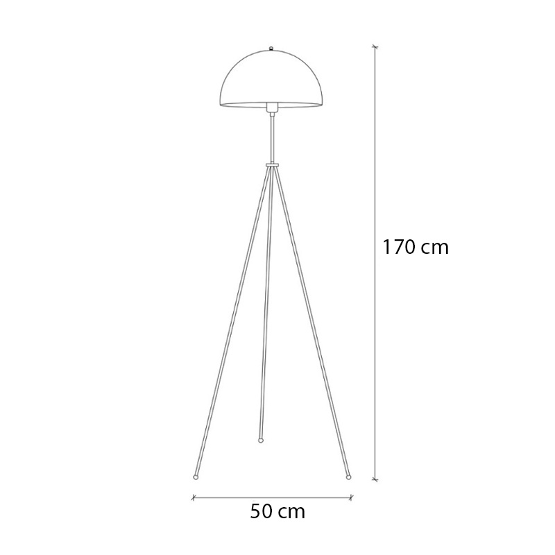 Zero Megapap metal floor lamp in black - gold color Ø50x170cm.