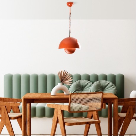 Neptun Megapap  E27 metallic ceiling lamp in orange color Ø30x70cm.