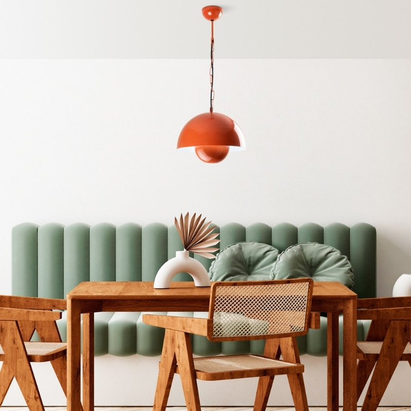 Neptun Megapap  E27 metallic ceiling lamp in orange color Ø30x70cm.