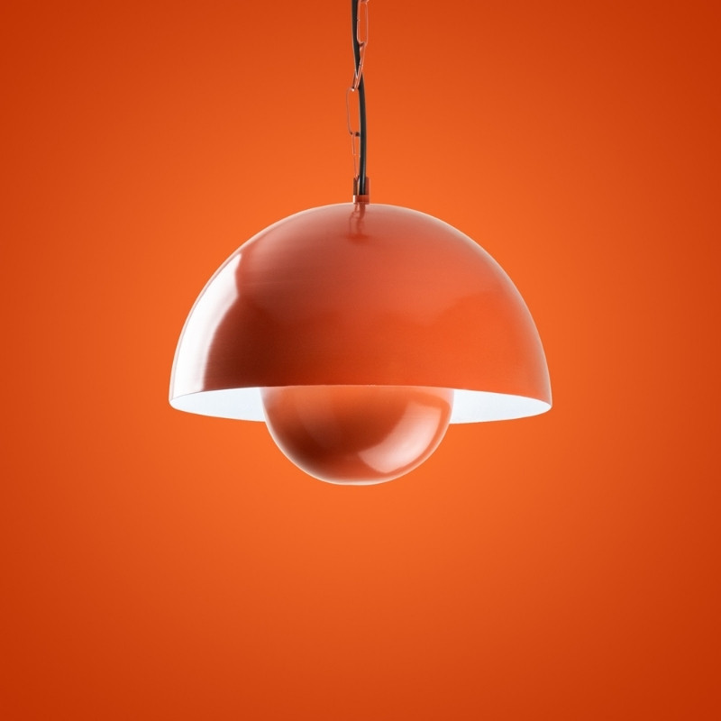 Neptun Megapap  E27 metallic ceiling lamp in orange color Ø30x70cm.