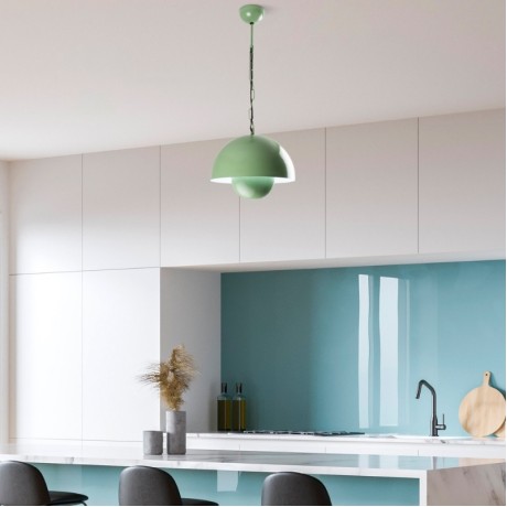Neptun Megapap  E27 metallic ceiling lamp in green mint color Ø30x70cm.