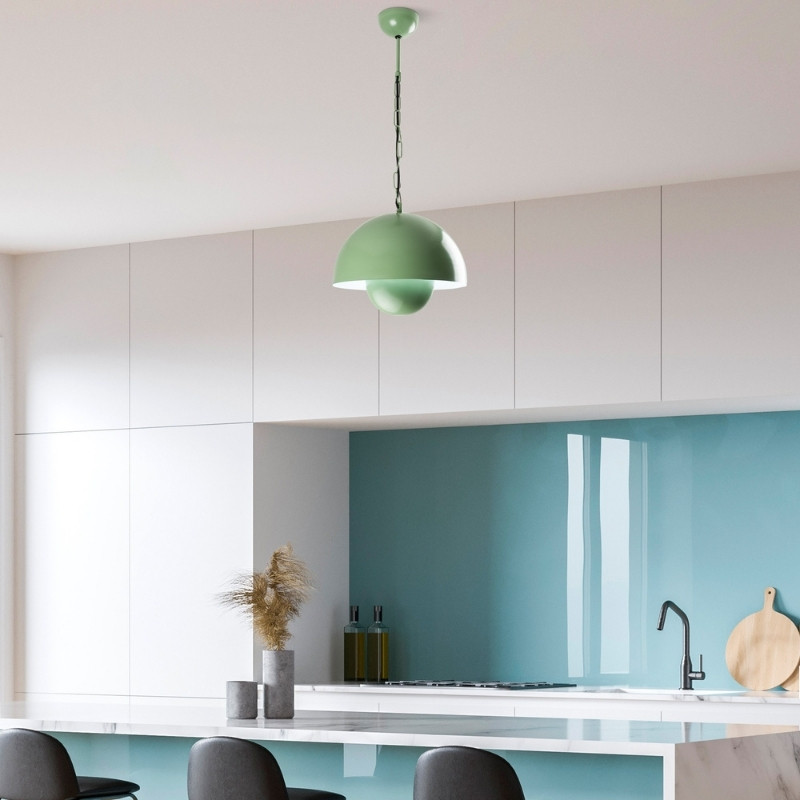Neptun Megapap  E27 metallic ceiling lamp in green mint color Ø30x70cm.