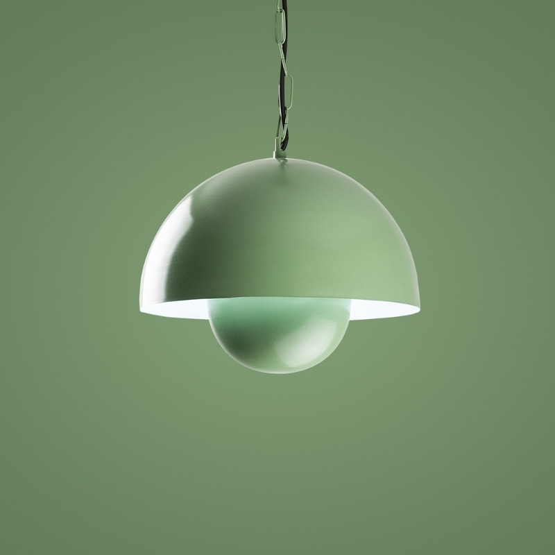 Neptun Megapap  E27 metallic ceiling lamp in green mint color Ø30x70cm.
