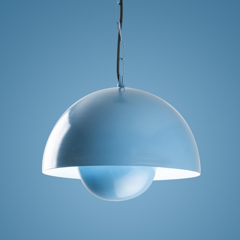 Neptun Megapap  E27 metallic ceiling lamp in light blue color Ø30x70cm.