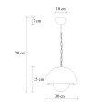Neptun Megapap  E27 metallic ceiling lamp in light blue color Ø30x70cm.