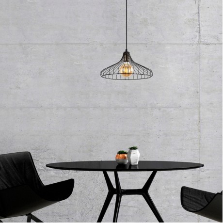 Adda Megapap E27 metallic ceiling lamp in black color Ø36x120cm.