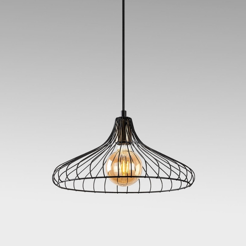 Adda Megapap E27 metallic ceiling lamp in black color Ø36x120cm.