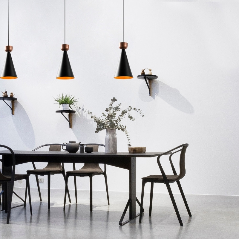 Dona Megapap E27 metallic ceiling lamp in black color Ø19x131cm.