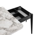 Dolunay Megapap melamine extendable table in white marble - black color 100x60(120x100)x79,5cm.