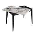 Dolunay Megapap melamine extendable table in white marble - black color 100x60(120x100)x79,5cm.