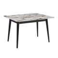 Dolunay Megapap melamine extendable table in white marble - black color 100x60(120x100)x79,5cm.
