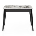 Dolunay Megapap melamine extendable table in white marble - black color 100x60(120x100)x79,5cm.