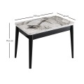 Dolunay Megapap melamine extendable table in white marble - black color 100x60(120x100)x79,5cm.