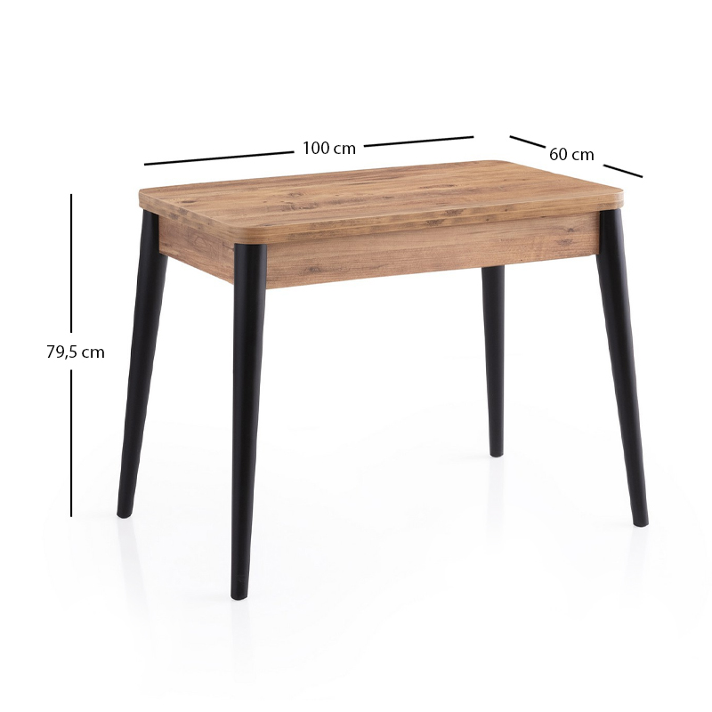 Τραπέζι Dolunay Megapap επεκτεινόμενο χρώμα atlantic pine - μαύρο 100x60(120x100)x79,5εκ.