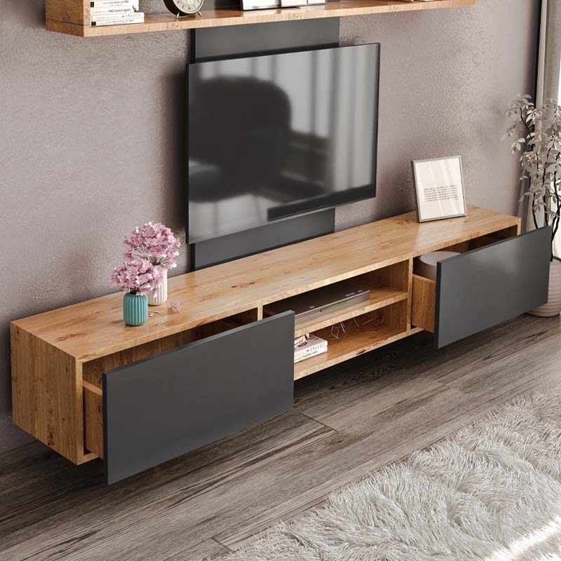Giacomo Megapap TV Unit in sapphire oak - anthracite color 180x40x45cm.