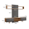 Giacomo Megapap TV Unit in sapphire oak - anthracite color 180x40x45cm.