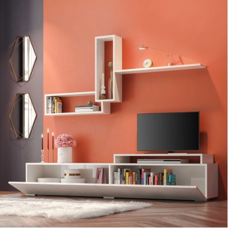 Σύνθεση τηλεόρασης Odessa Megapap χρώμα λευκό 180x37x47εκ.